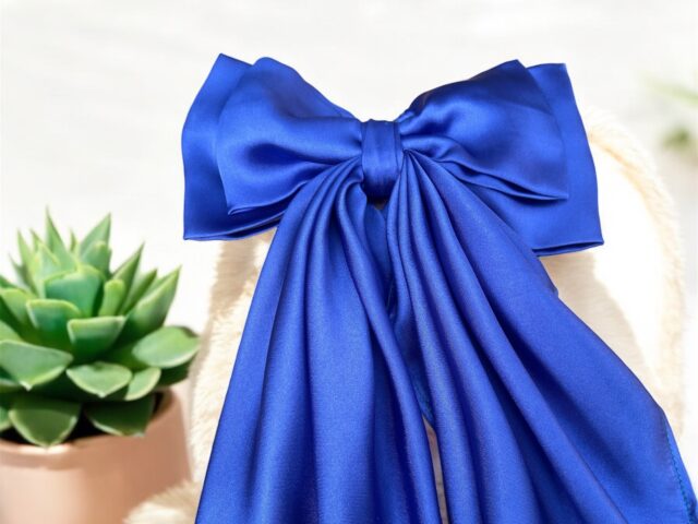 Cornflower Blue Scarf Bows Clip