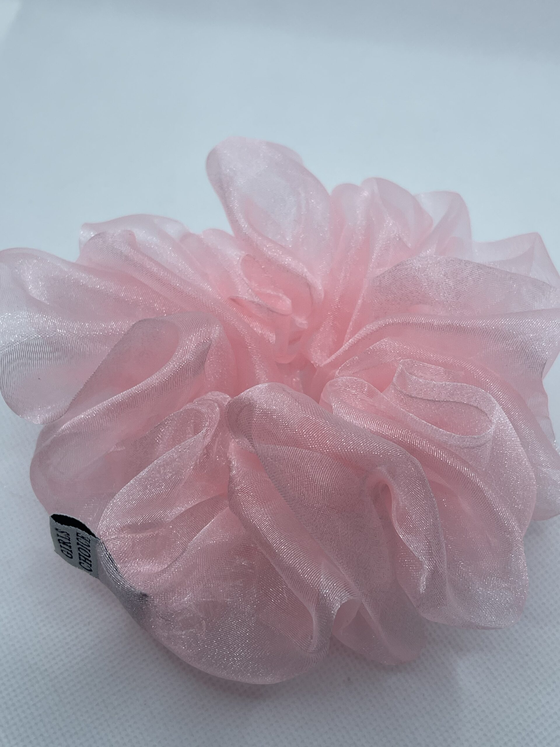 baby pink organza scrunchies
