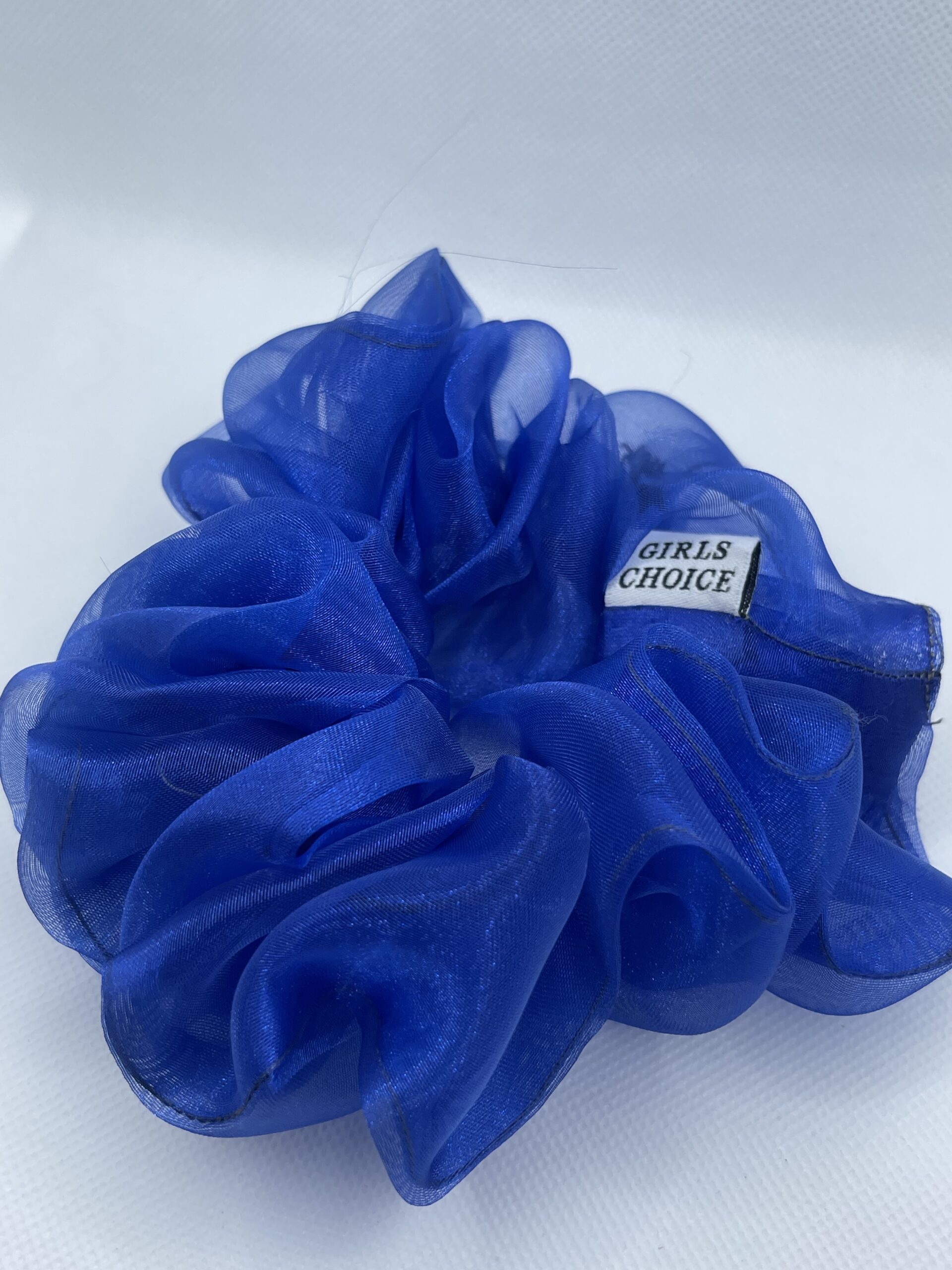 blue organza scrunchies