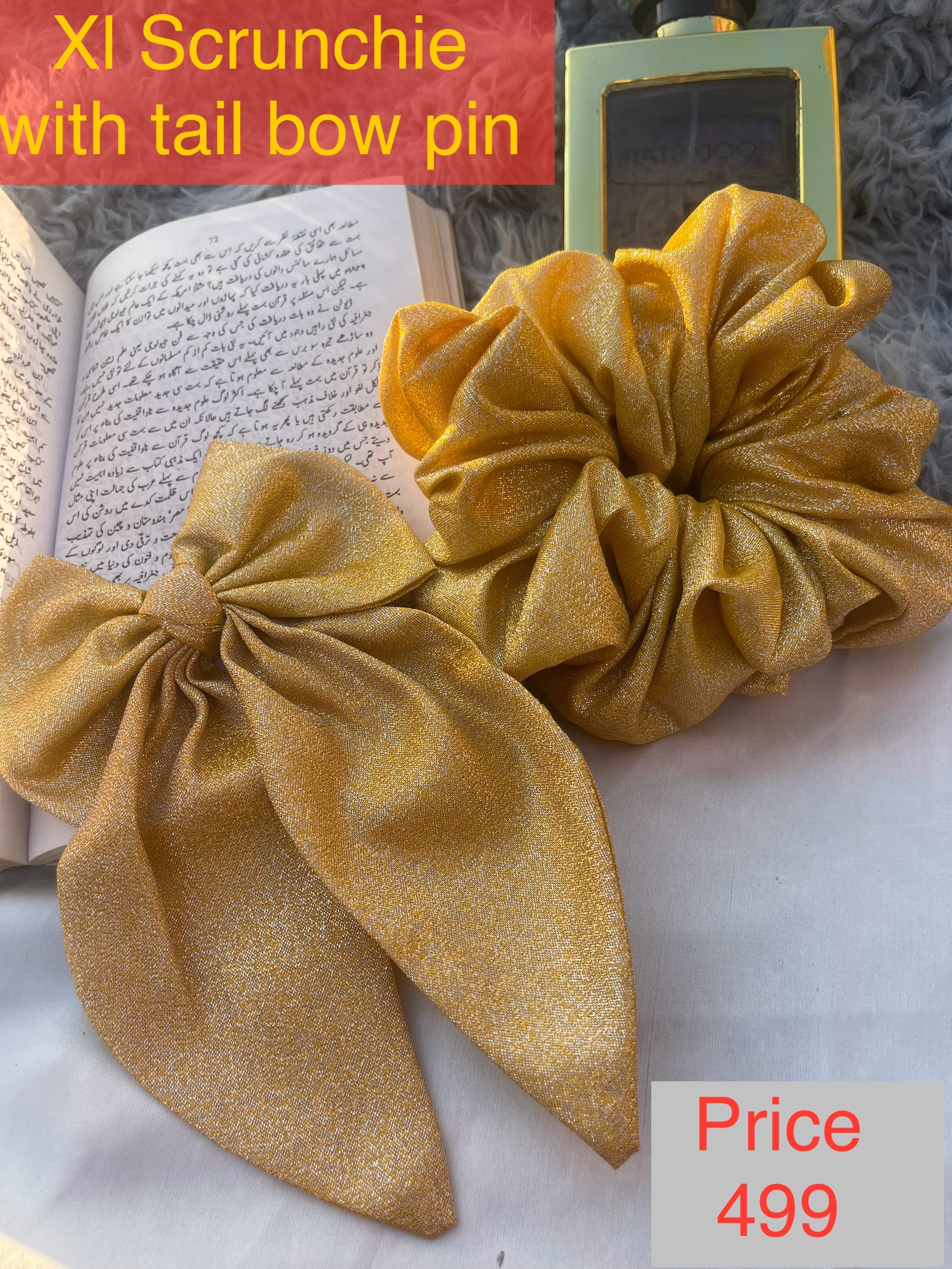 gliter yelow tail pin and xl scrunchies gliter yelow tail pin and xl scrunchies