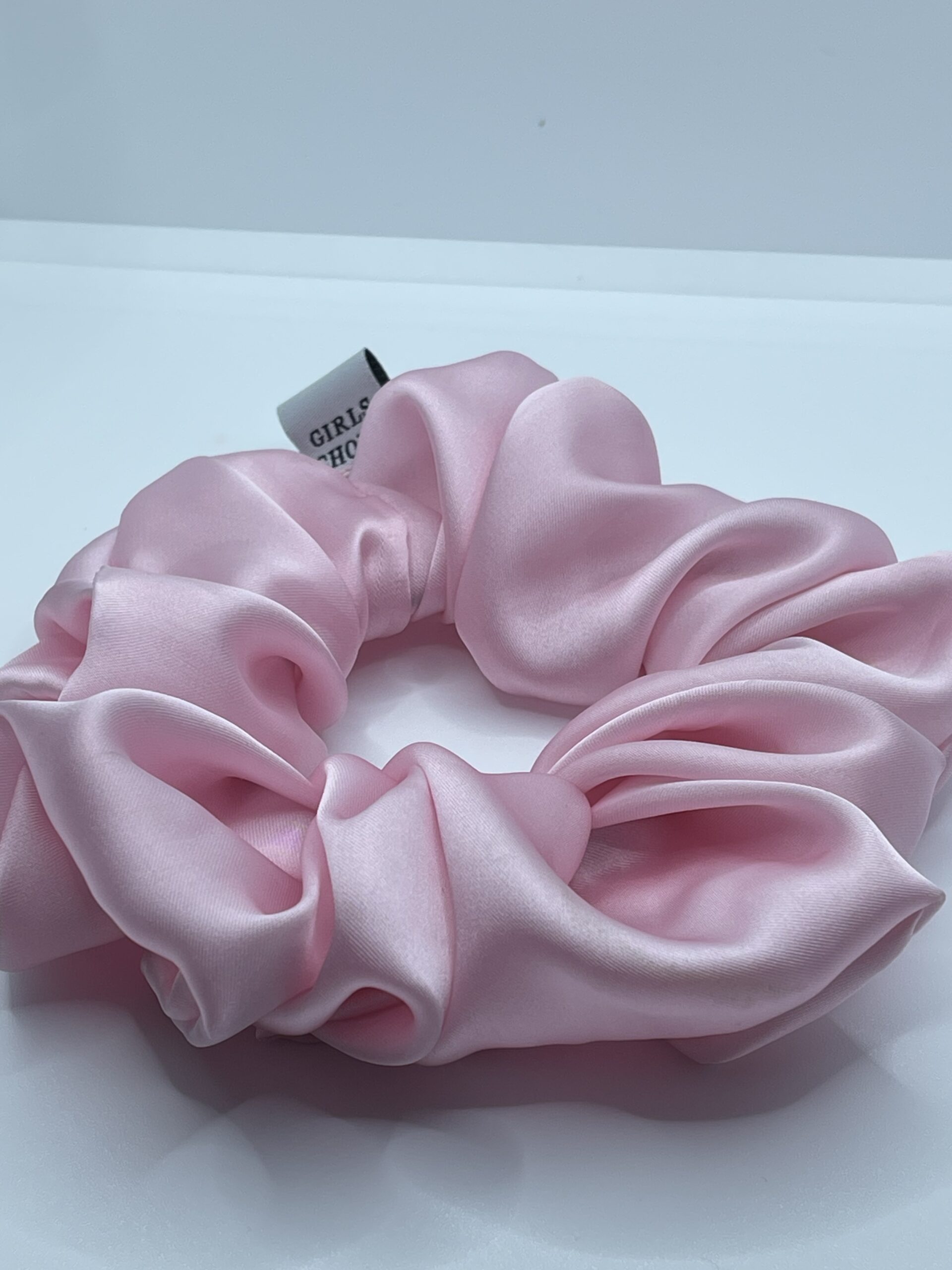 Baby pink silk scrunchies XL