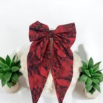 red georgette scarf bow clip