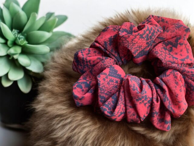 red georgette scrunchies