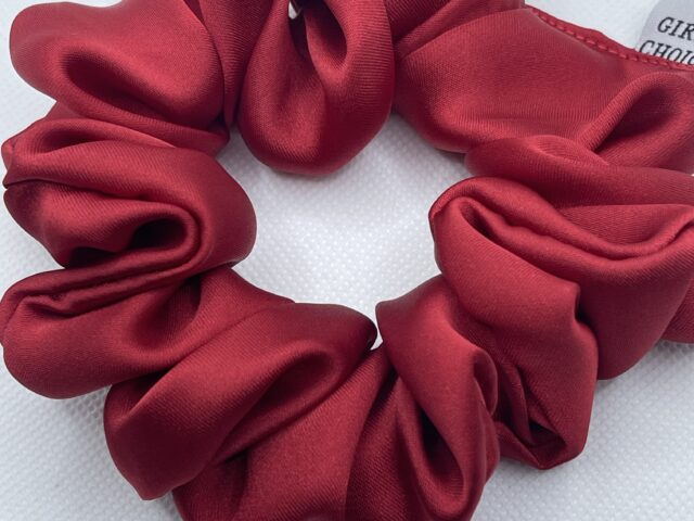 red silk scrunchies large