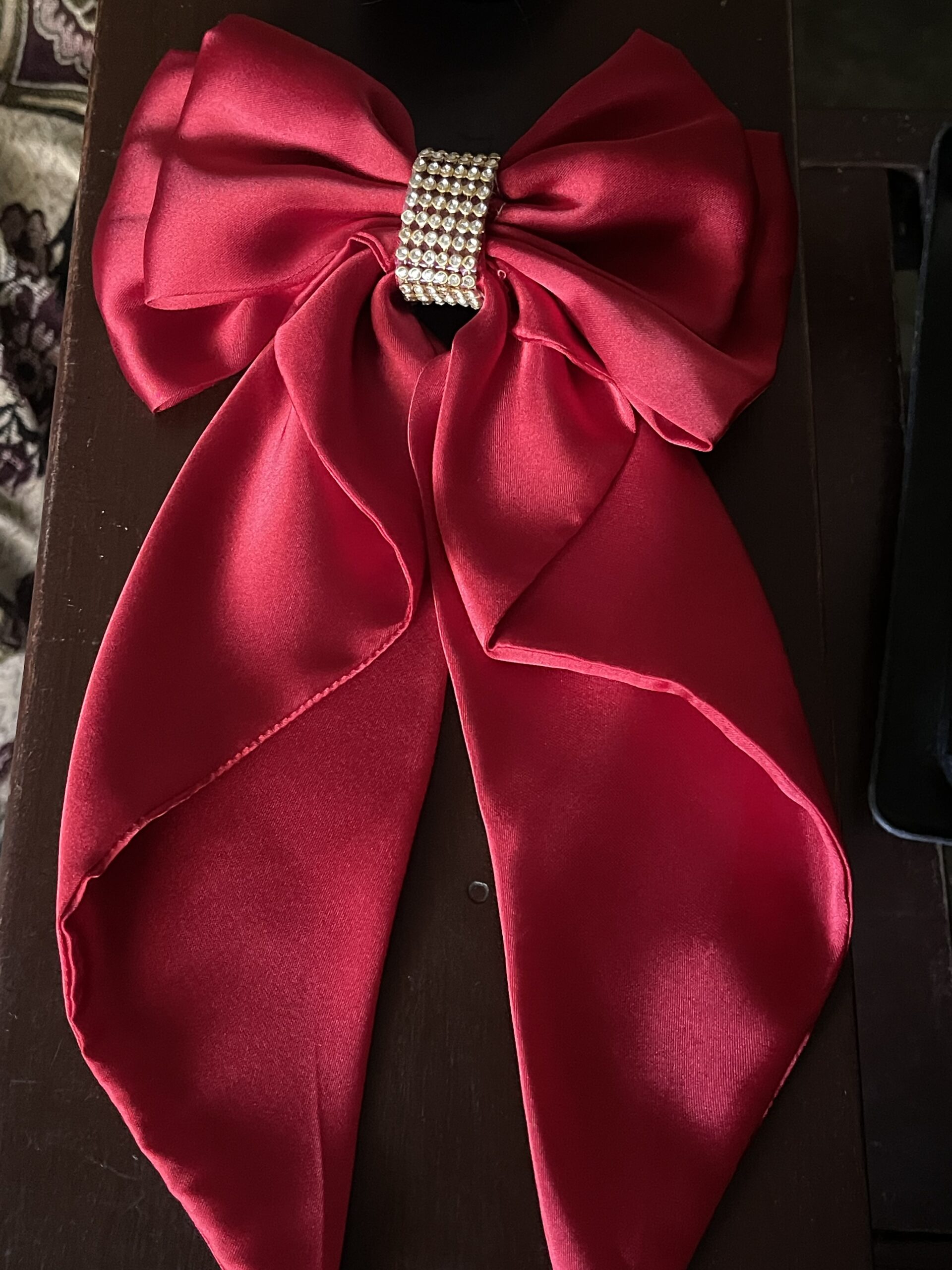 Fancy red silk scarf bow