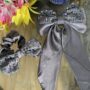 grey fancy bow long tail pin with fancy scrunchie grey fancy bow long tail pin with fancy scrunchie
