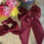 mehroon fancy bow long tail pin with fancy scrunchie mehroon fancy bow long tail pin with fancy scrunchie
