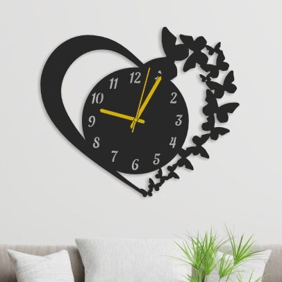 Heart with butterflies Clock