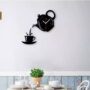 Kettle Tea Wall Clock for kitchen and Home Wooden Black